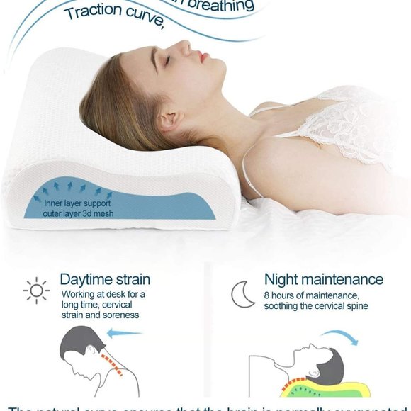 Memory Foam Pillow Orthopedic Cervical Neck Pain - Picture 6 of 10